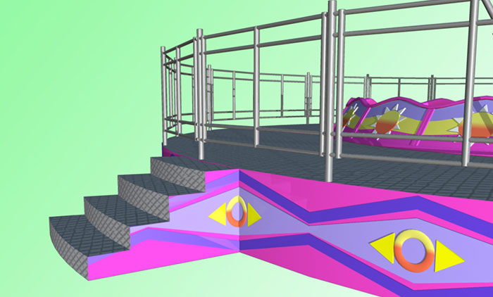 3D model of mega bounce thrill ride